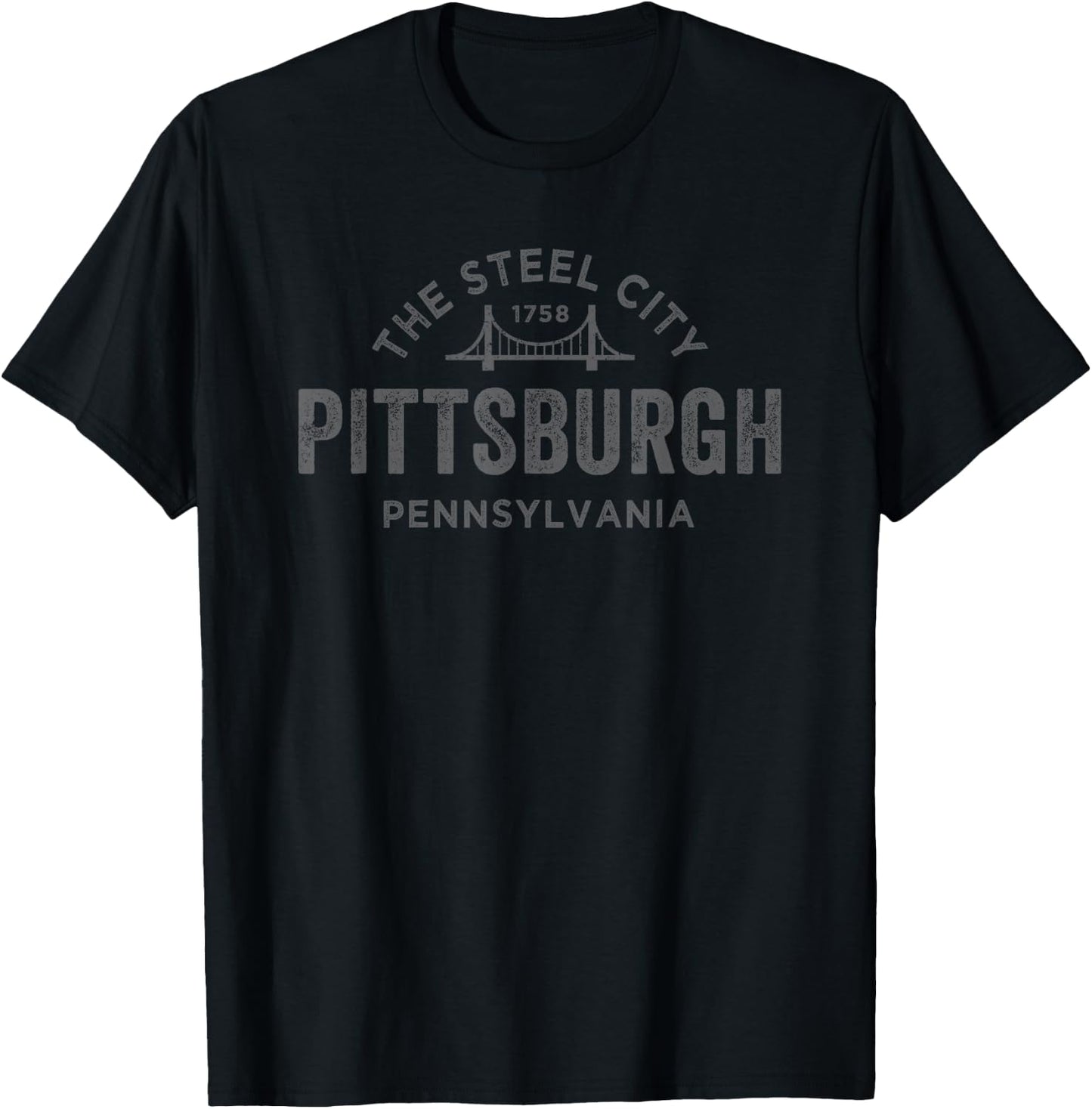 Retro Pittsburgh Pennsylvania Vintage Arched Text throwback T-Shirt - T-Shirt | Black
