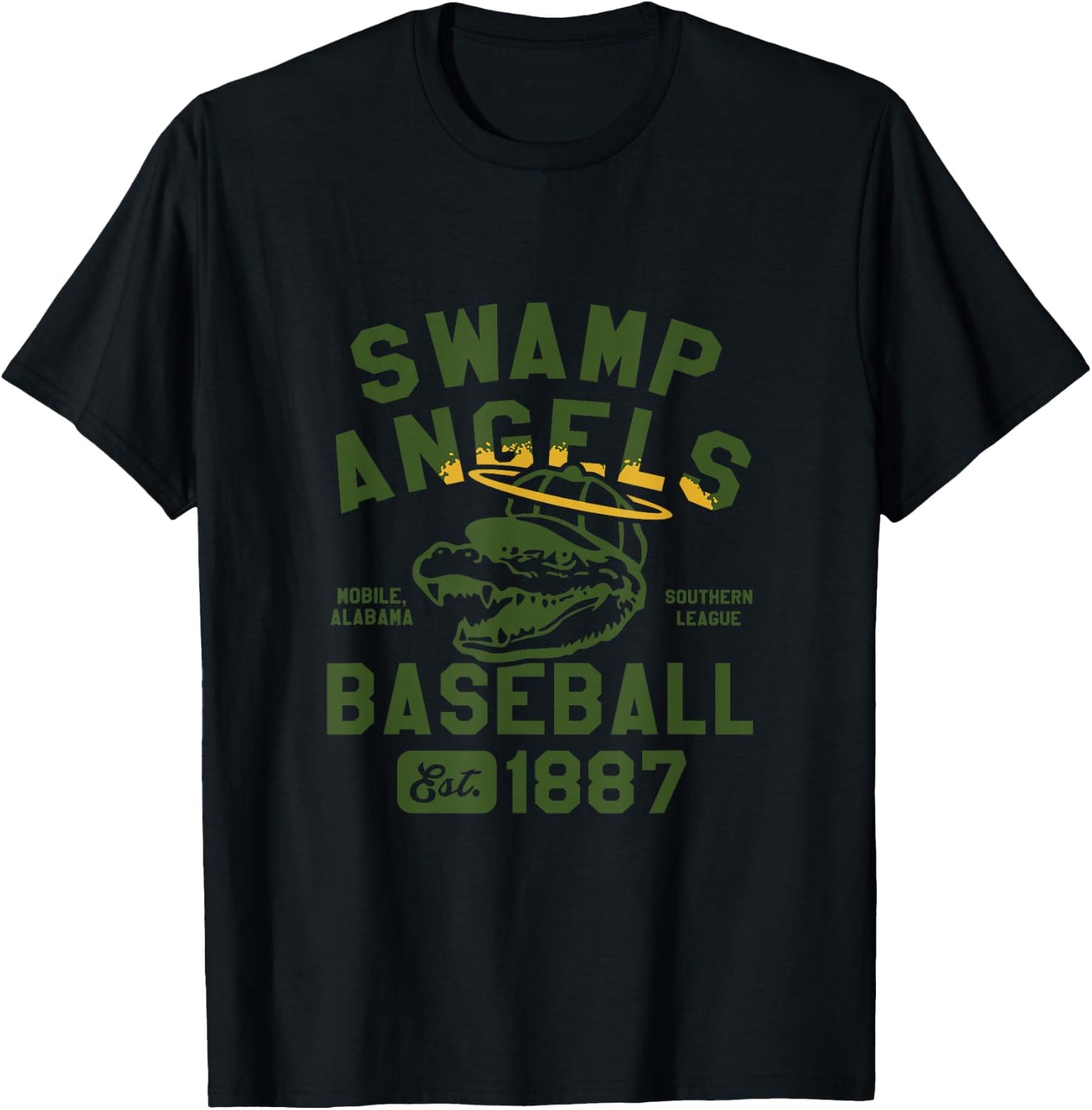 Mobile Swamp Angels Alabama Vintage Defunct Baseball T-Shirt - T-Shirt | Black
