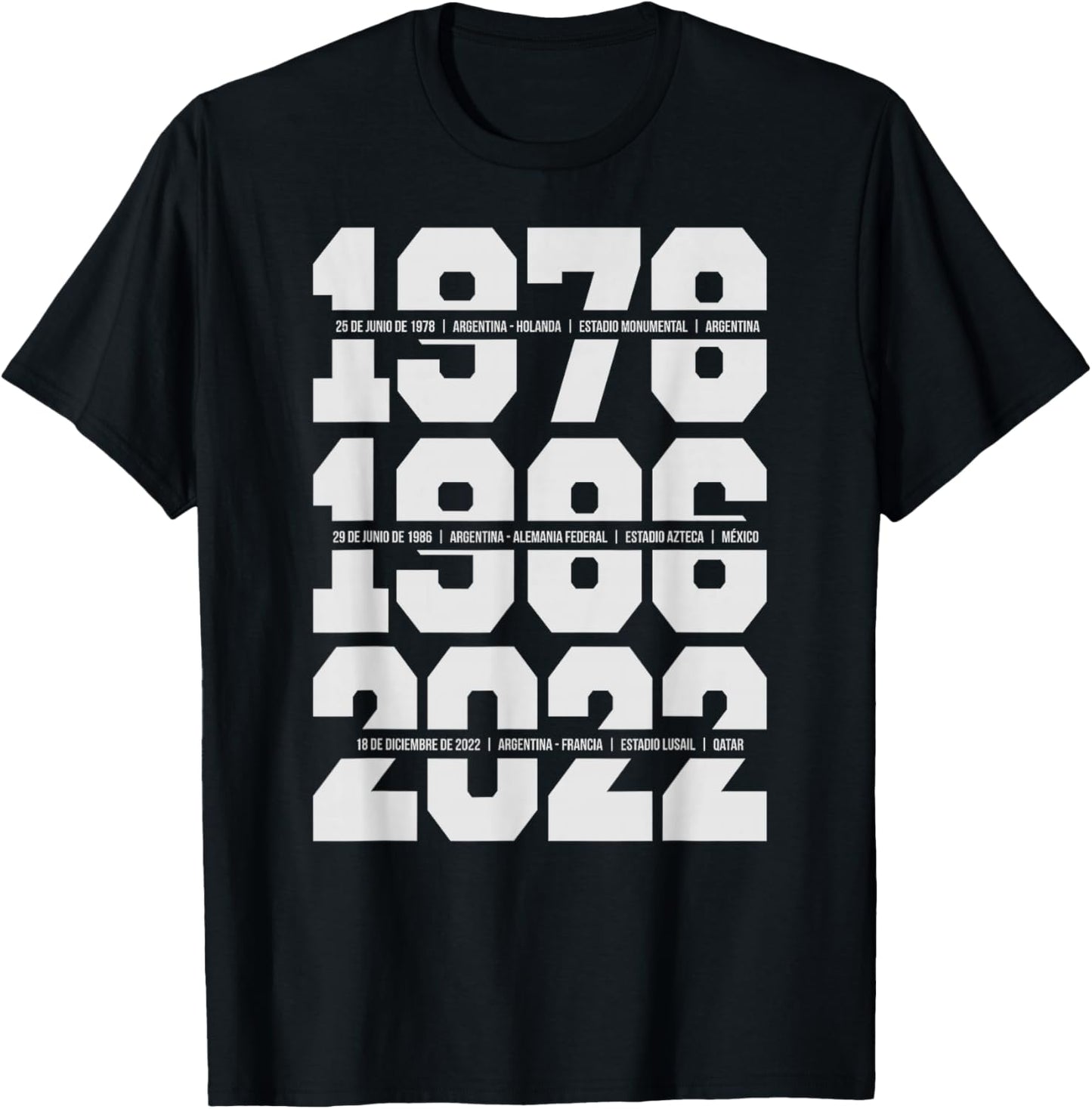 Argentina, 1978, 1986, 2022 T-Shirt - T-Shirt | Black