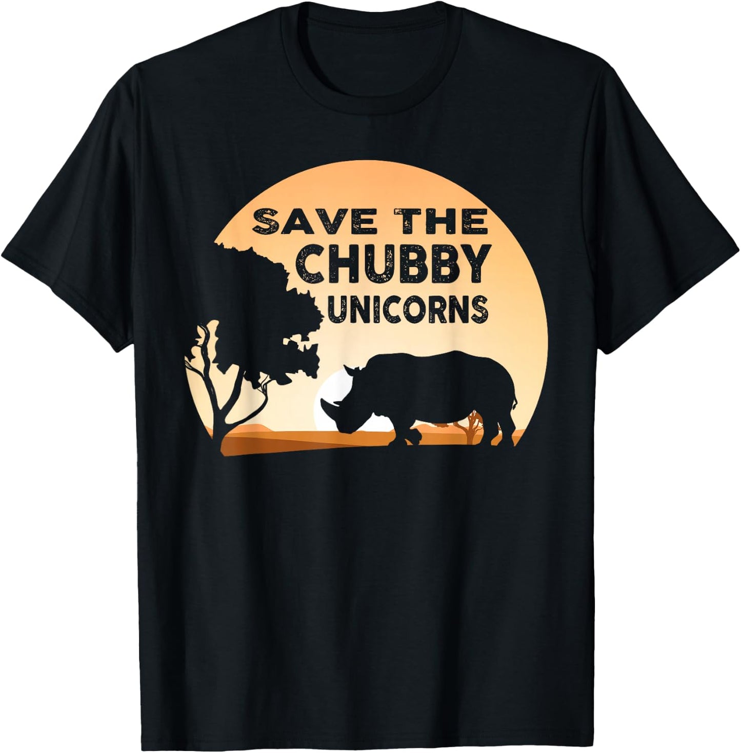 Save The Chubby Unicorns Fat Rhino Funny T-Shirt - T-Shirt | Black