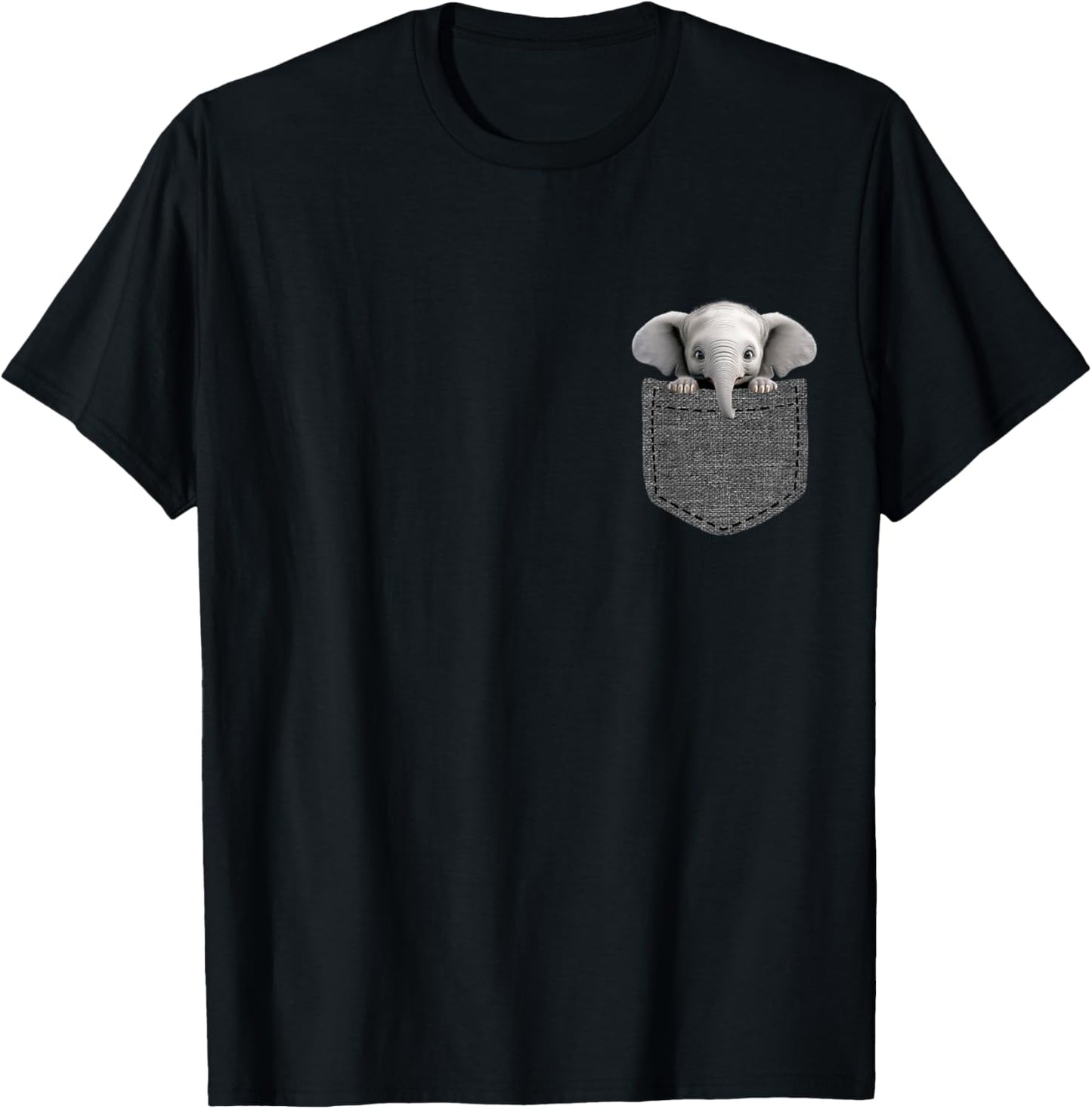 Elephant in Pocket T-Shirt - T-Shirt | Black