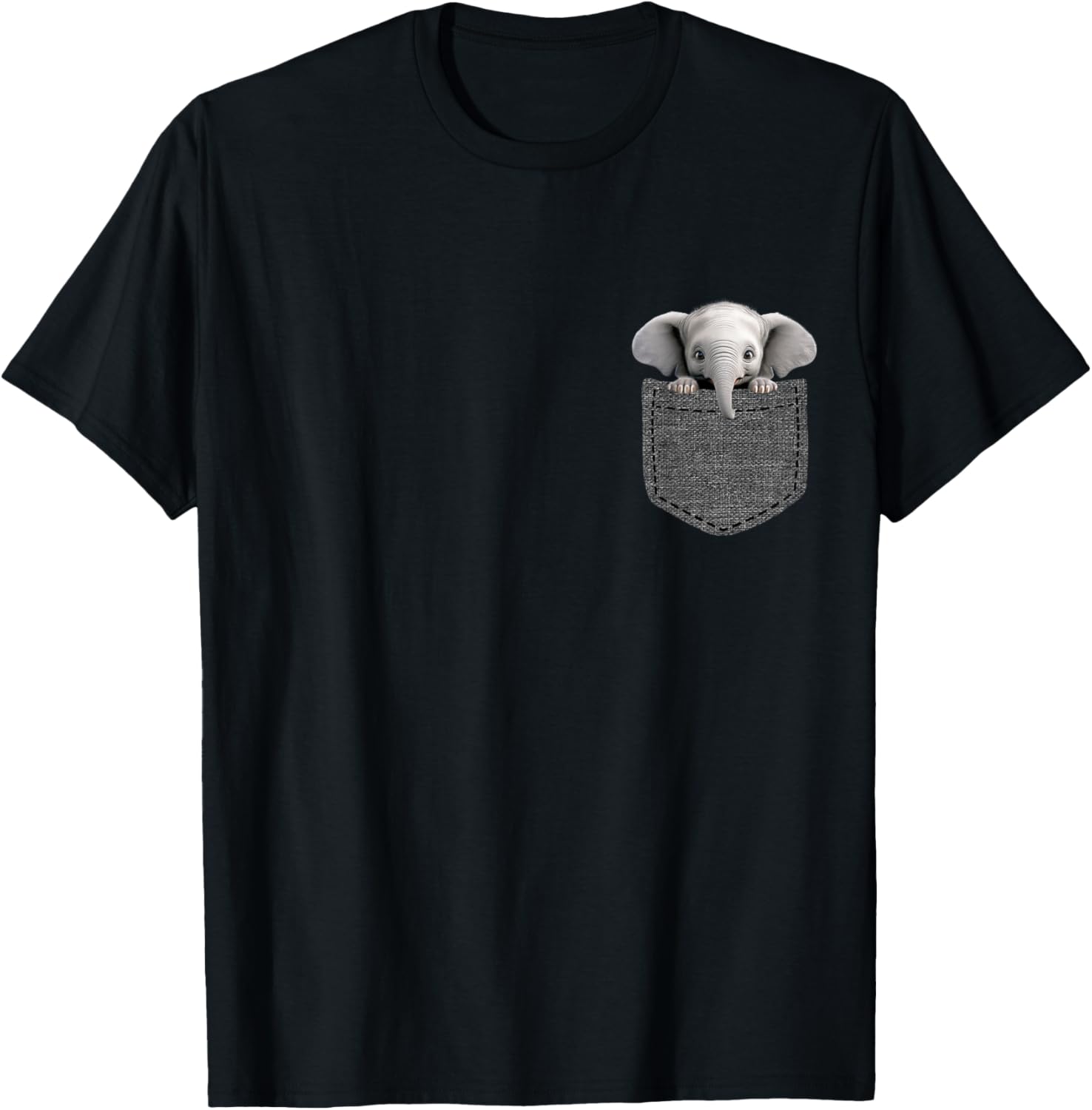 Elephant in Pocket T-Shirt - T-Shirt | Black