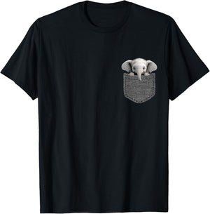 Elephant in Pocket T-Shirt - T-Shirt | Black