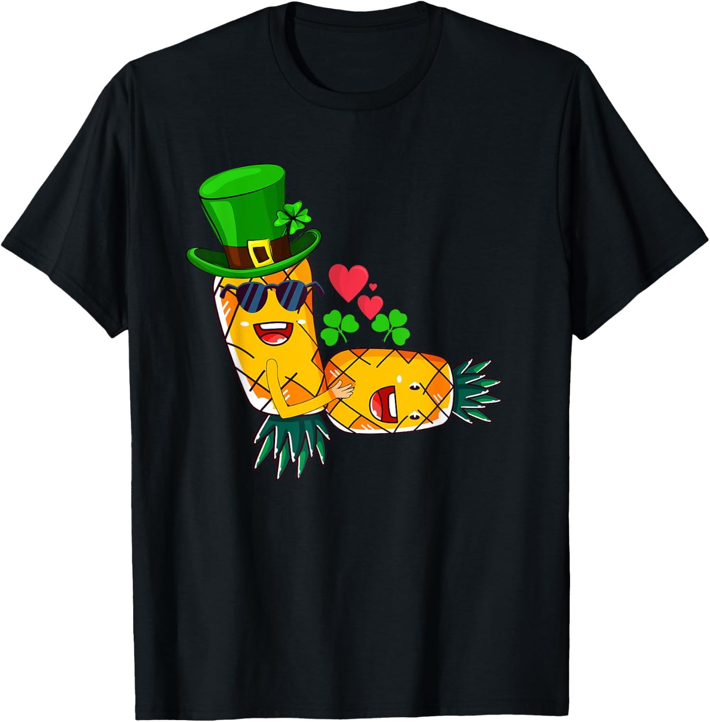 Irish Swinger Upside Down Pineapple Making Love Shamrock Hat T-Shirt - T-Shirt | Black