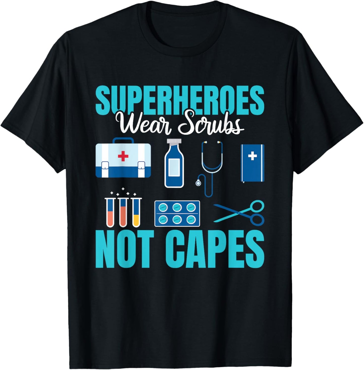 Superheroes Wear Scrubs Not Capes cute women Emergency Room T-Shirt - T-Shirt | Black