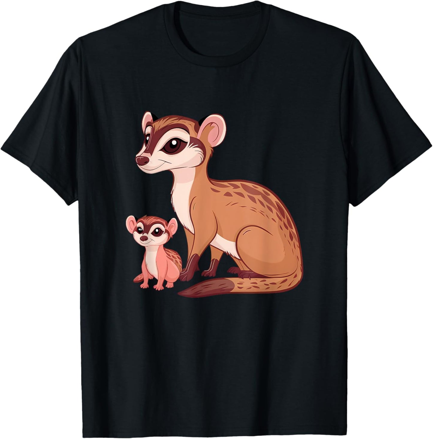 Beautiful Mongoose Mom and Her Cute Baby Mothers Day T-Shirt - T-Shirt | Black