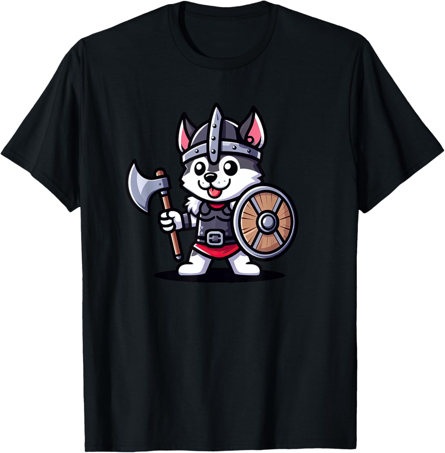 Husky Viking Funny Dog Medieval Women Kids T-Shirt - T-Shirt | Black