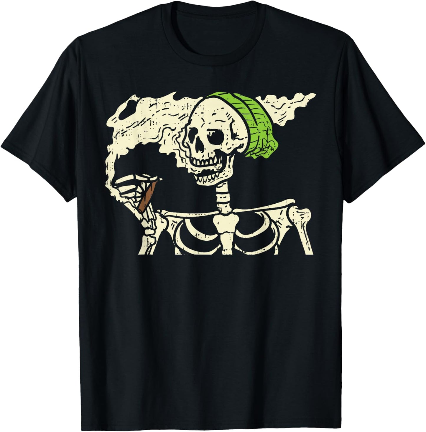 Smoking Skeleton Joint Funny Weed Pot 420 Cannabis Halloween T-Shirt - T-Shirt | Black