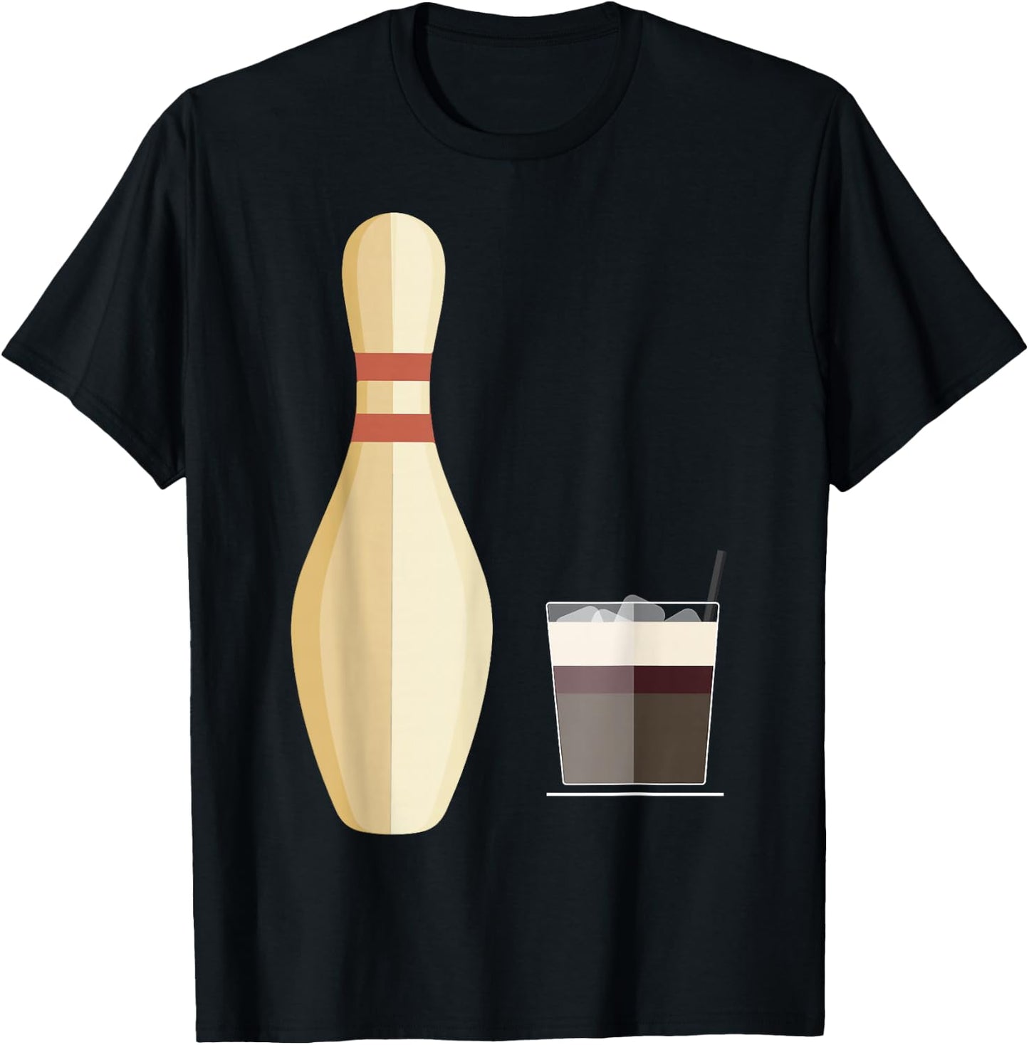 The Big Lebowski Bowling Pin Glass of Whiskey T-Shirt - T-Shirt | Black