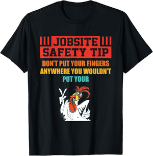 Jobsite Safety Tip Don't Put Your Fingers retro design T-Shirt - T-Shirt | Black