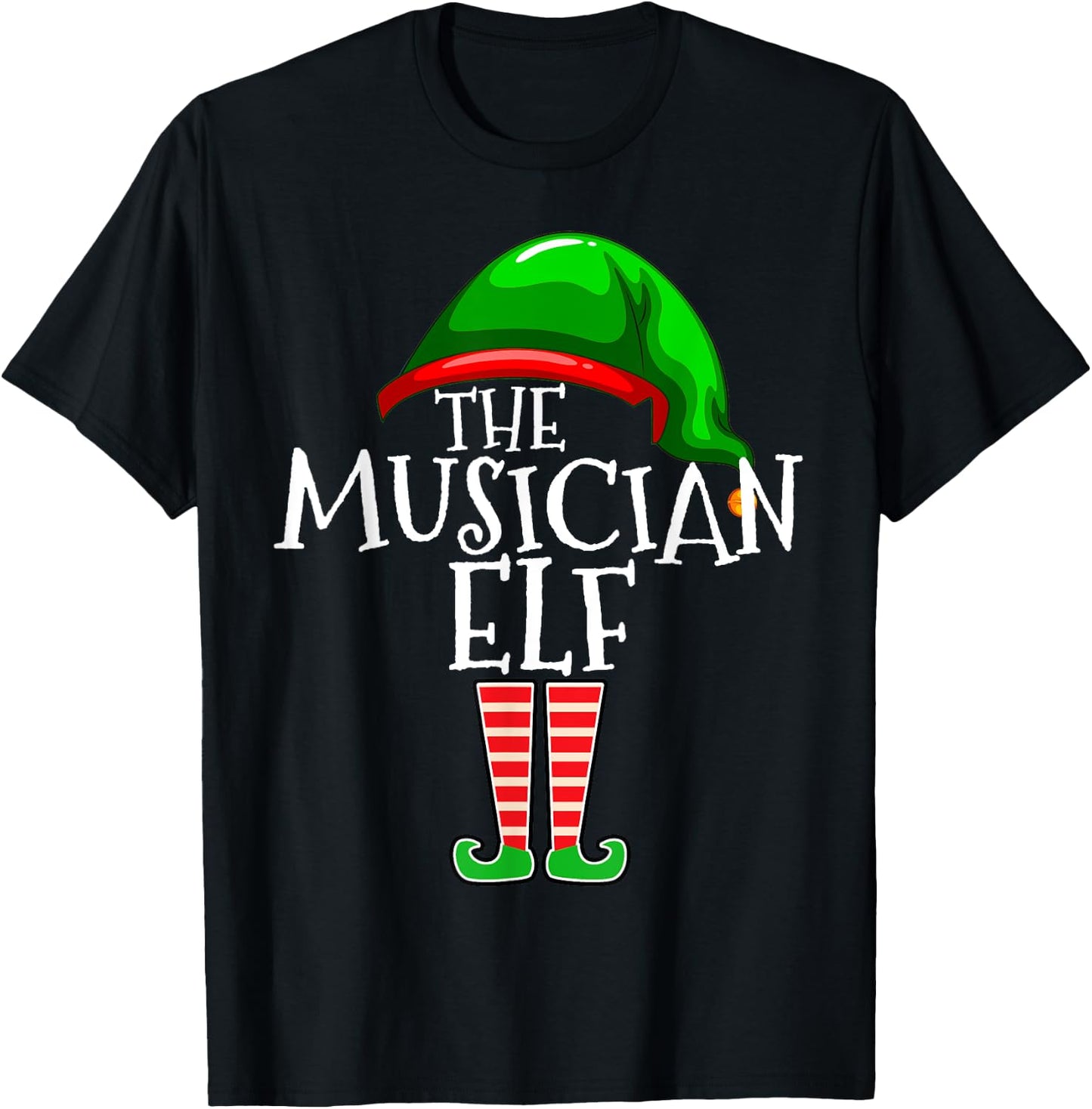 The Musician Elf Group Matching Family Christmas Gifts Music T-Shirt - T-Shirt | Black