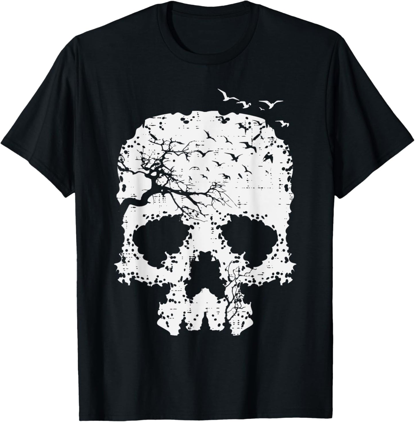 Halloween Skull Tree Birds Gothic Costume Men Women Kids T-Shirt - T-Shirt | Black