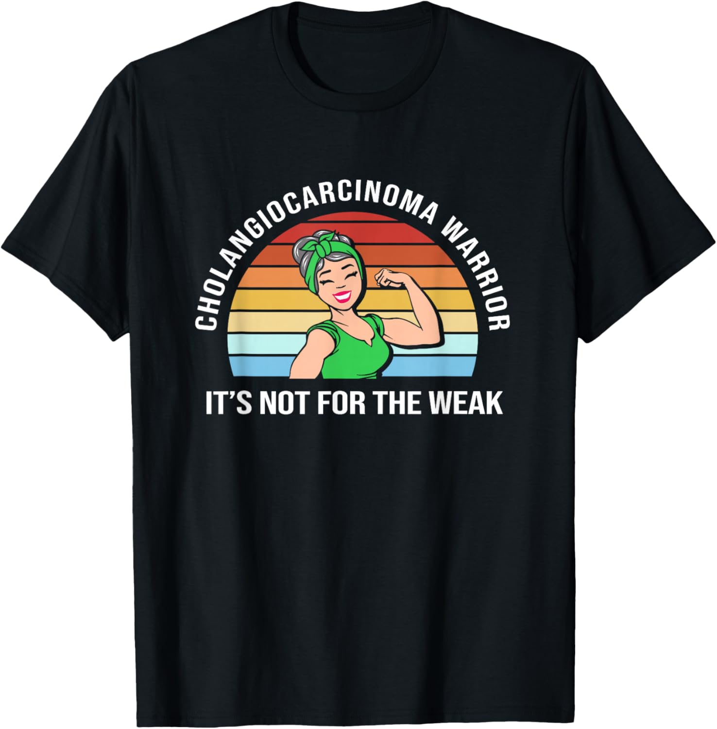 Retro Strong Woman Cholangiocarcinoma Warrior T-Shirt - T-Shirt | Black