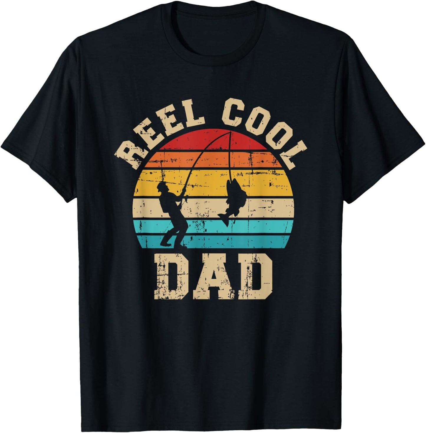 Reel cool dad fishing vintage retro T-Shirt - T-Shirt | Black