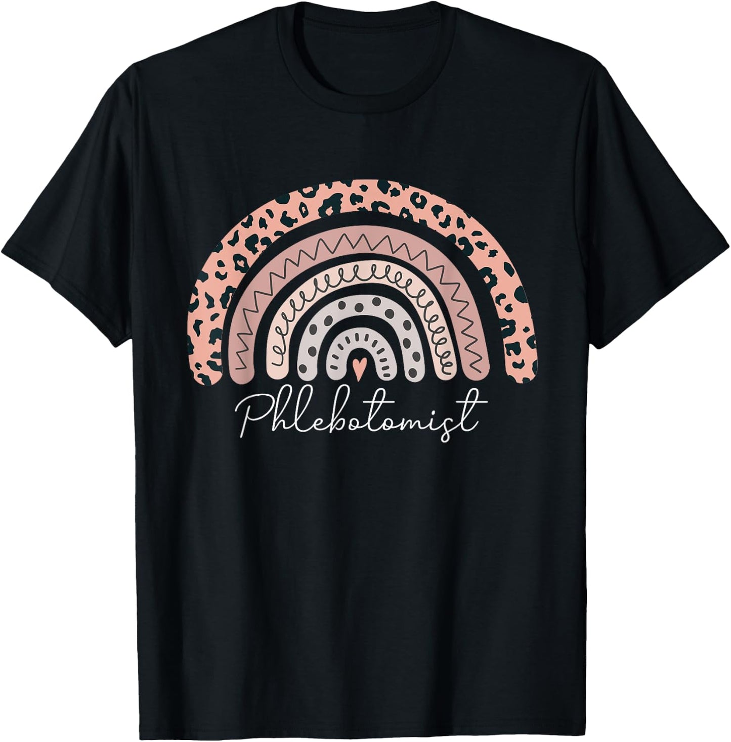 Phlebotomist Rainbow Leopard Phlebotomy Technician Nurse T-Shirt - T-Shirt | Black