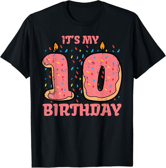 Its My 10th Birthday Cake 10 Years Old Bday Girls Boys Kids T-Shirt - T-Shirt | Black
