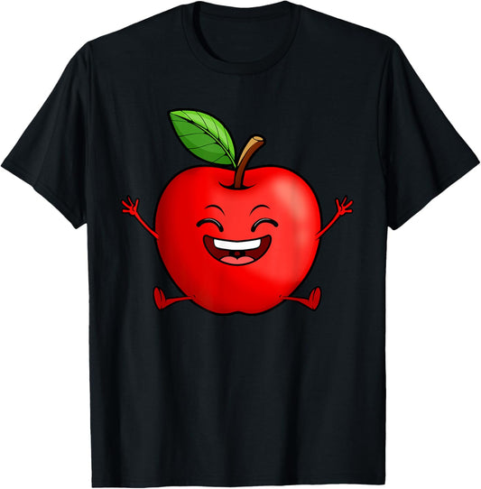 Cute Red Apple Design Women Kids Red Apple Lovers T-Shirt - T-Shirt | Black