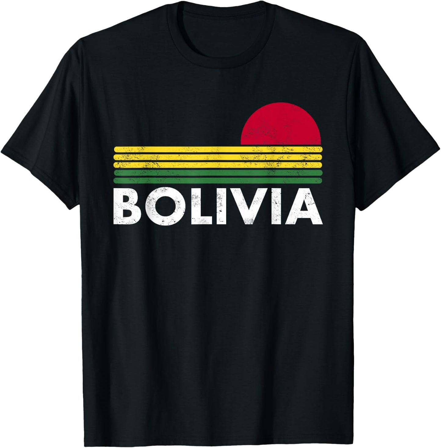 Retro Bolivia Shirt Vintage Bolivia Flag Bolivian Gift T-Shirt - T-Shirt | Black