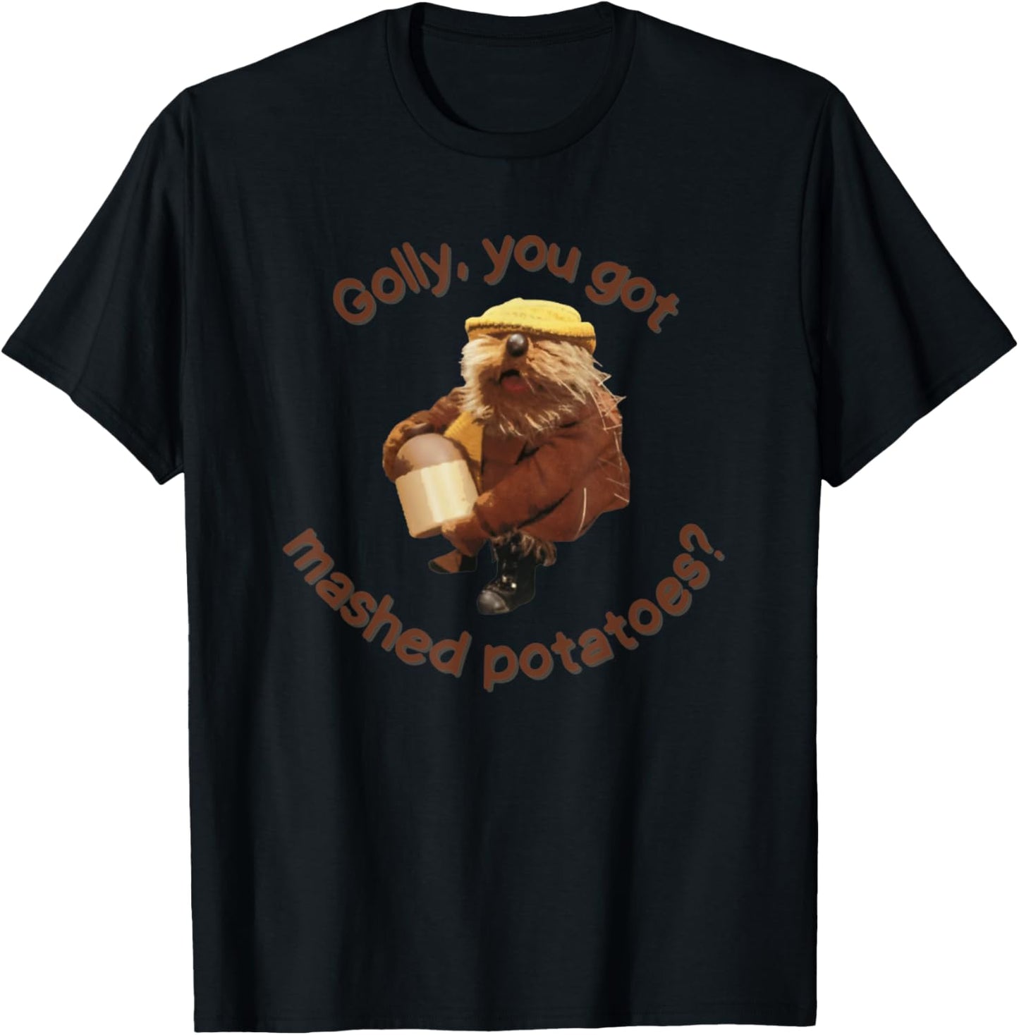 Golly, You Got Mashed Potatoes Cute EmmOtter T-Shirt - T-Shirt | Black