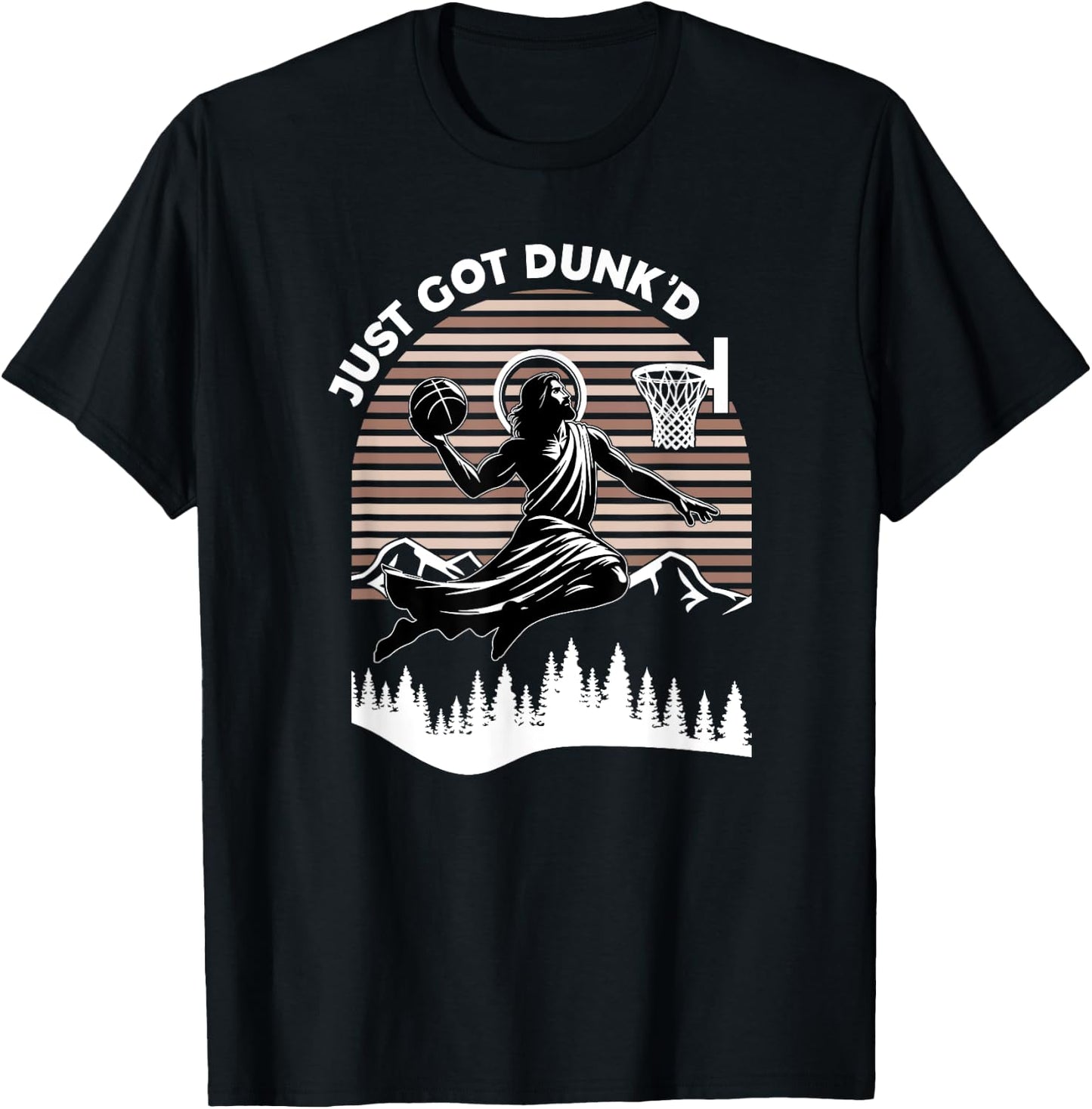 Just Got Dunked, Funny Basketball Jesus T-Shirt - T-Shirt | Black