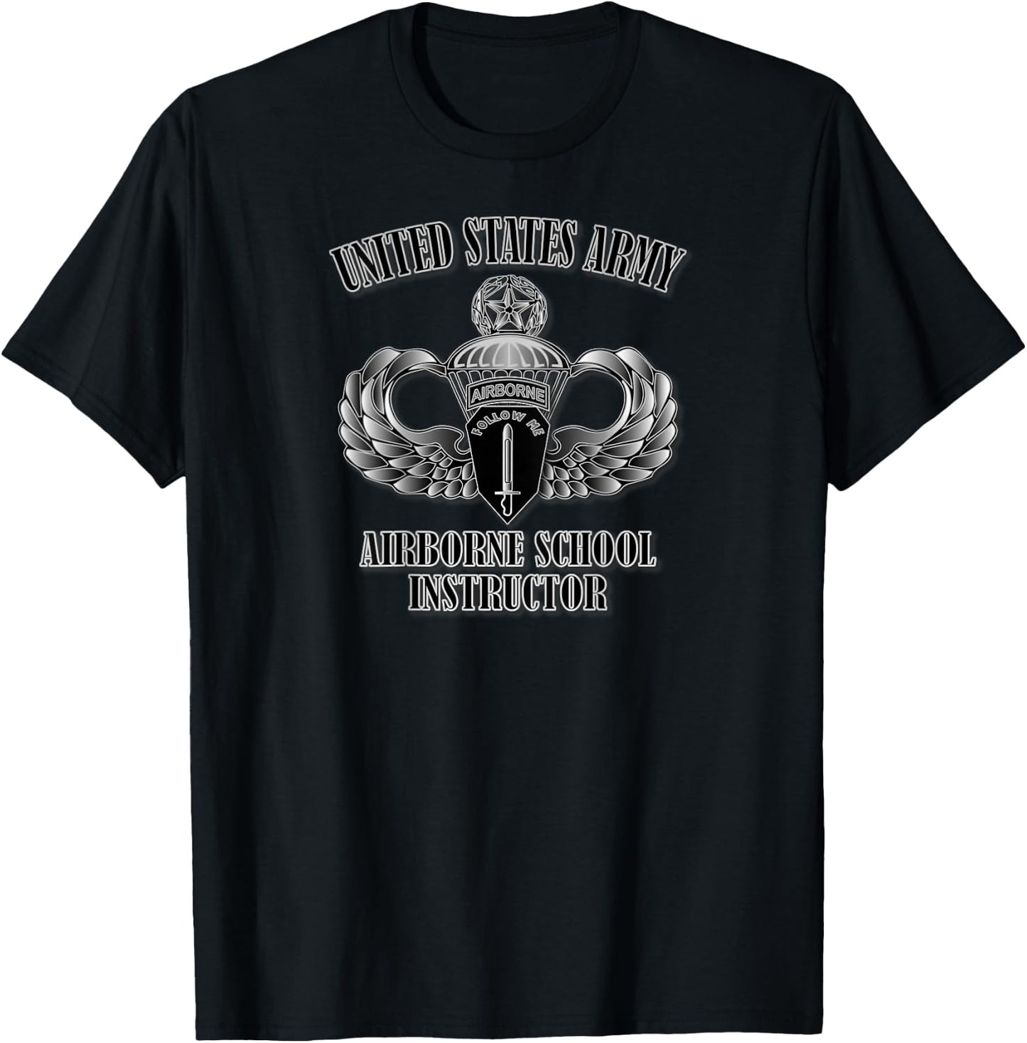U.S. Army Airborne School Instructor (Back Design) T-Shirt - T-Shirt | Black