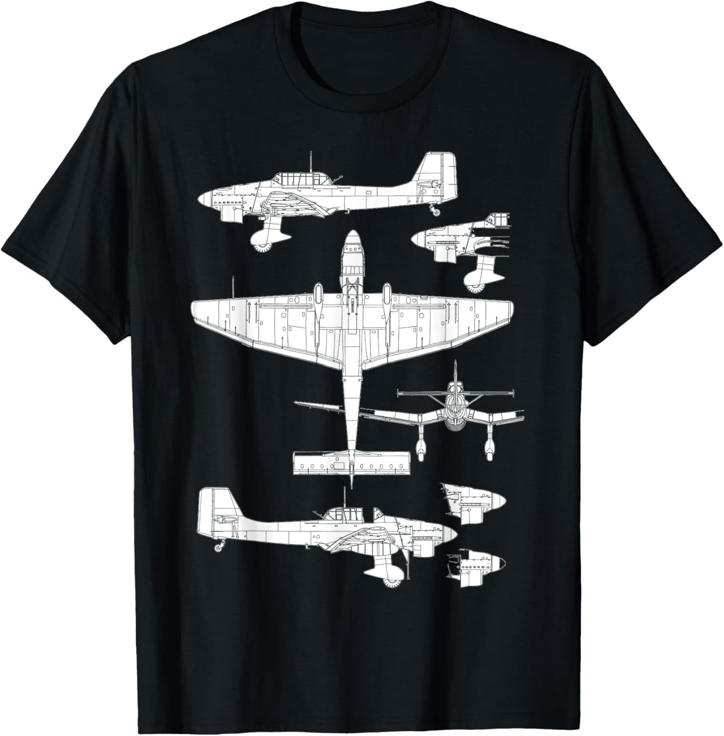 Junkers Ju 87 Stuka German WW2 Bomber Luftwaffe Airplane T-Shirt - T-Shirt | Black