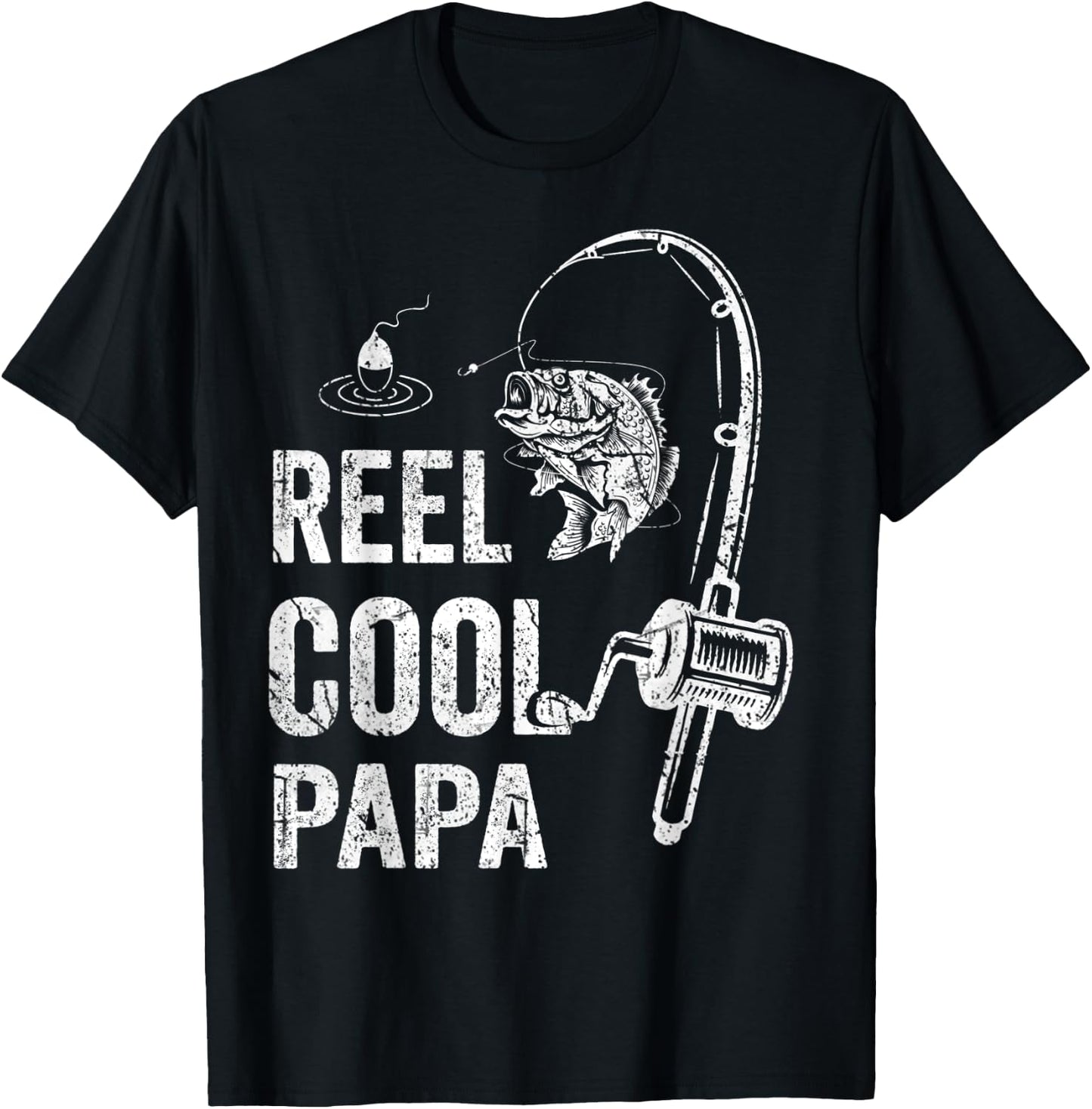 Funny Reel Cool Papa Fishing Father's Day T-Shirt - T-Shirt | Black