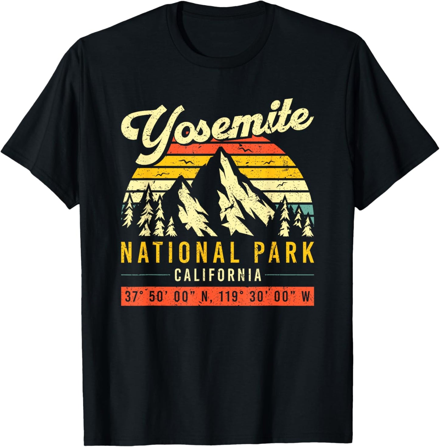 Yosemite Vintage Retro California National Park T-Shirt - T-Shirt | Black