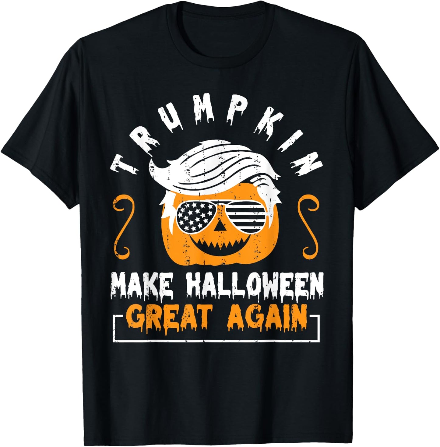 Trumpkin Make Halloween Great Again Funny Pumpkin Trump Hair T-Shirt - T-Shirt | Black