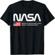Retro NASA Worm Logo American Flag Space Exploration Graphic T-Shirt - T-Shirt | Black