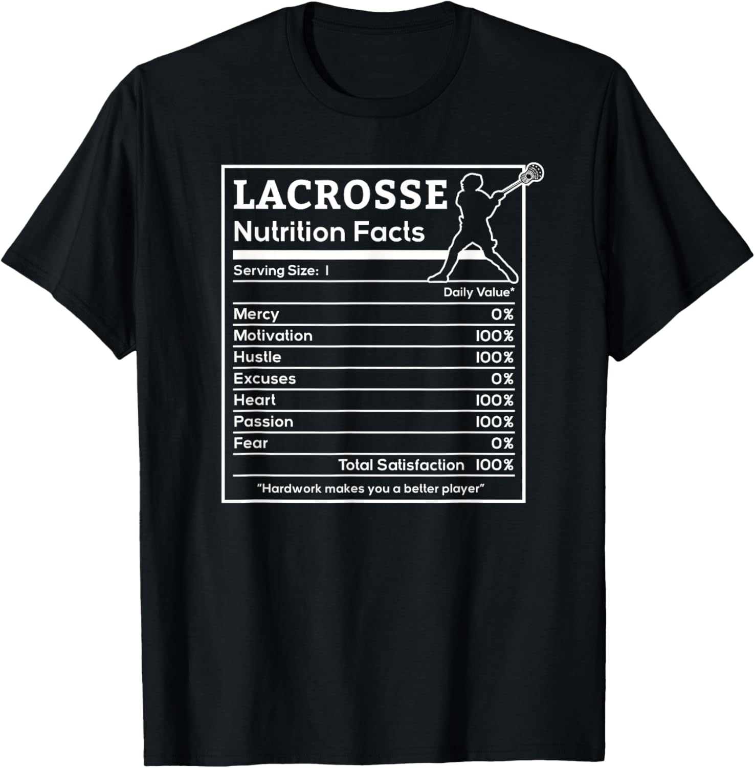 Lacrosse nutritional facts Lacrosse Player men woman kids T-Shirt - T-Shirt | Black