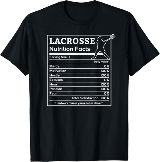 Lacrosse nutritional facts Lacrosse Player men woman kids T-Shirt - T-Shirt | Black