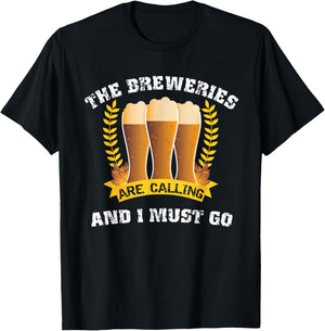 The Breweries Are Calling And I Must Go Funny Beer glasses T-Shirt - T-Shirt | Black