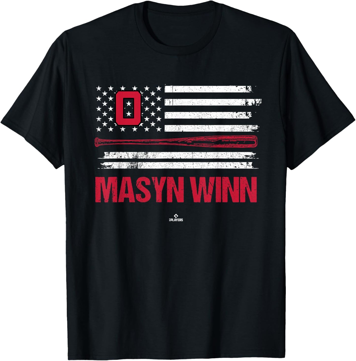 USA Flag Bat Masyn Winn St Louis Baseball MLBPA T-Shirt - T-Shirt | Black