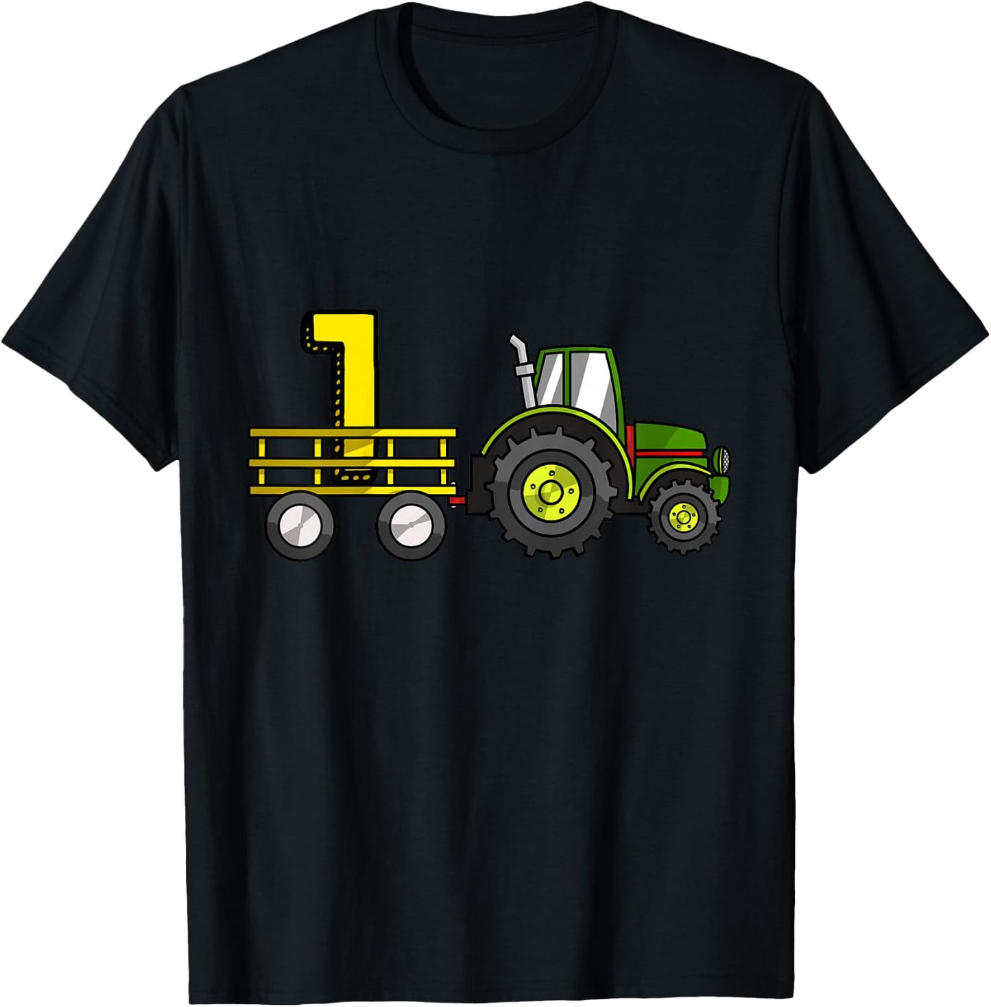 Farm 1 Year Old Barnyard Boys 1st Birthday Tractor T-Shirt - T-Shirt | Black