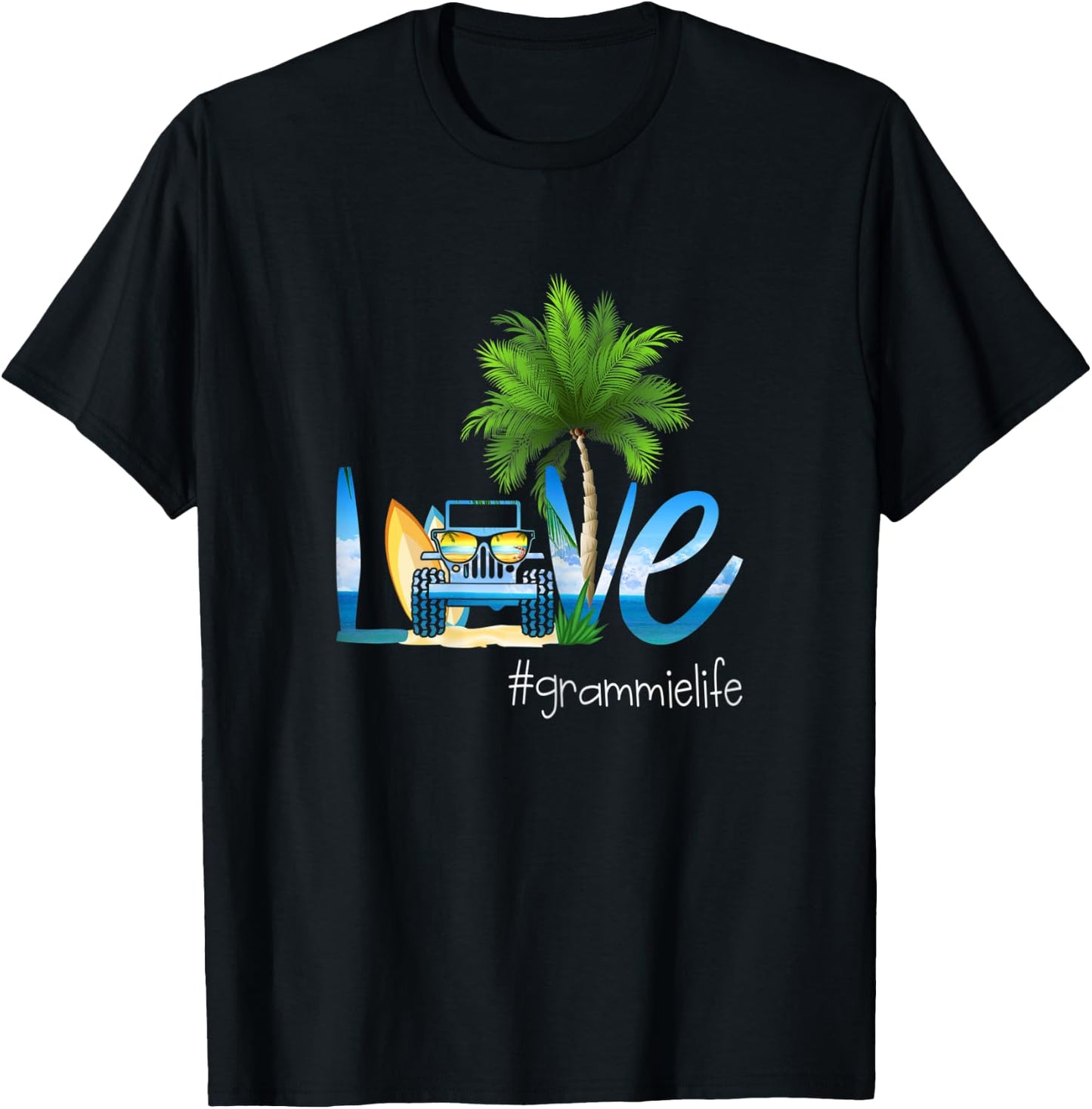 Love Grammie Life-Vacation- Beach and Truck Women T-Shirt - T-Shirt | Black