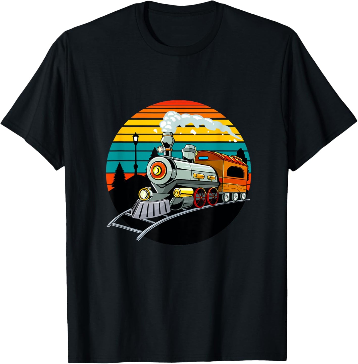 Train Lovers Retro Vintage Railroads Men Boys Kids Toddlers T-Shirt - T-Shirt | Black
