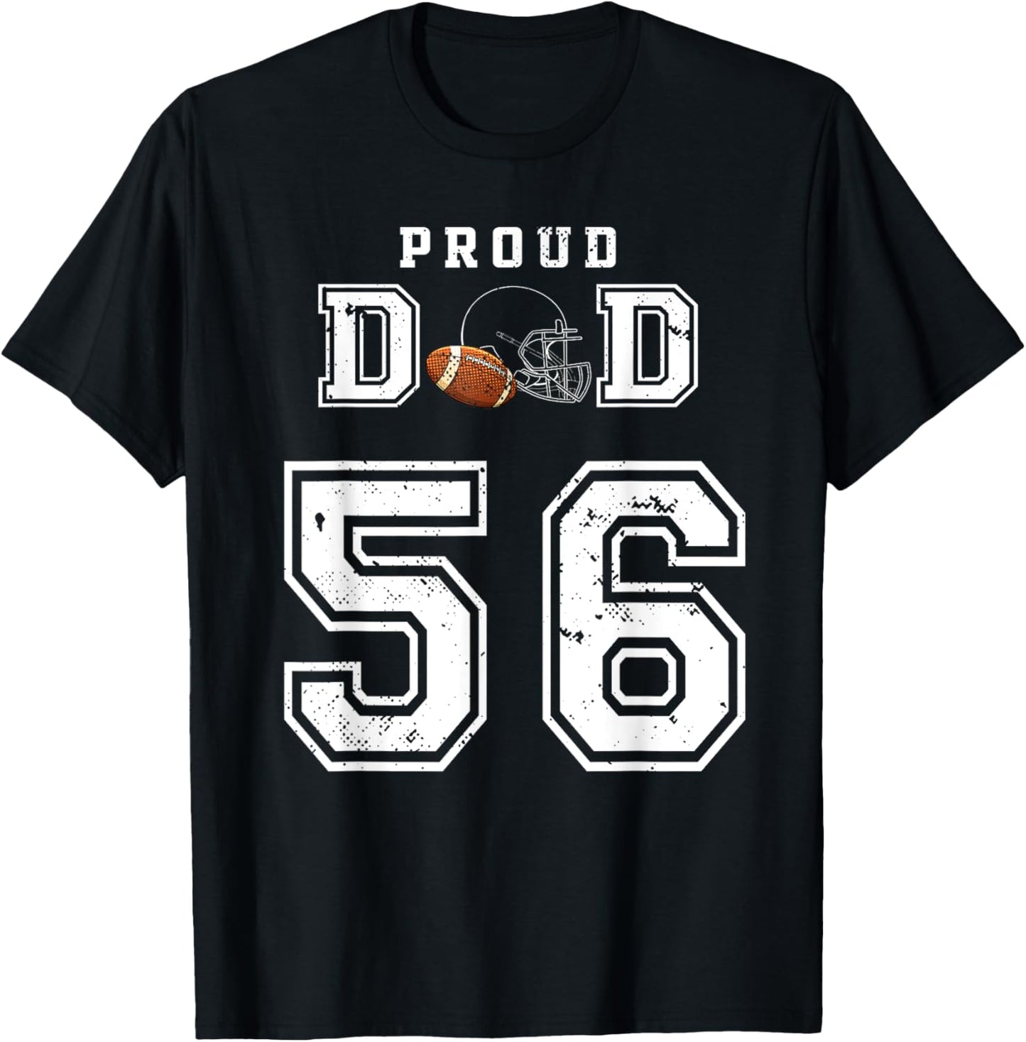 Custom Proud Football Dad Number 56 Personalized T-Shirt - T-Shirt | Black