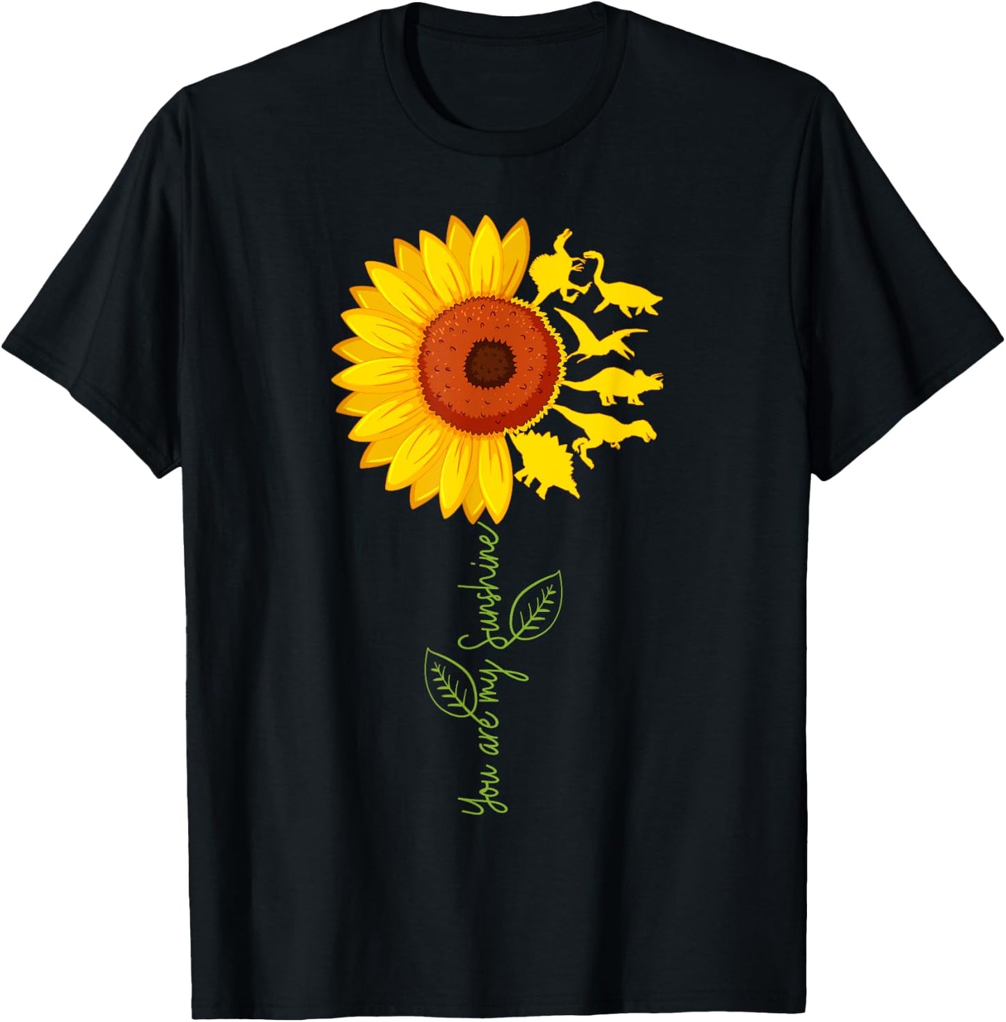 Du bist mein Sonnenschein Sunflower Dinosaur T-Rex Men Women Girls Kids T-Shirt - T-Shirt | Black