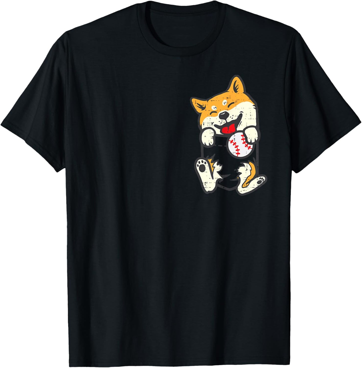 Pocket Shiba Inu Feet Baseball Japanese Dog Men Women Kids T-Shirt - T-Shirt | Black
