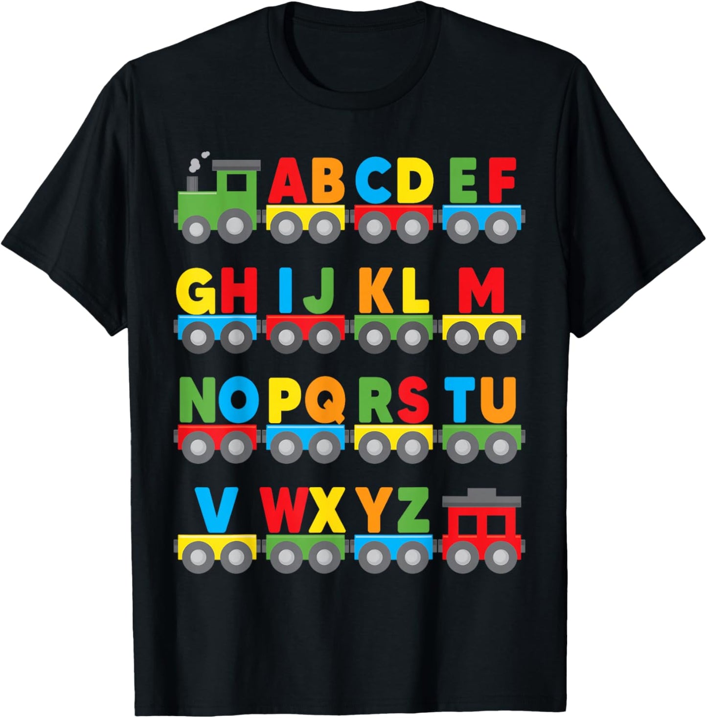 Alphabet Toy Train Colorful Letters Learn ABCs boy Girl Kids T-Shirt - T-Shirt | Black