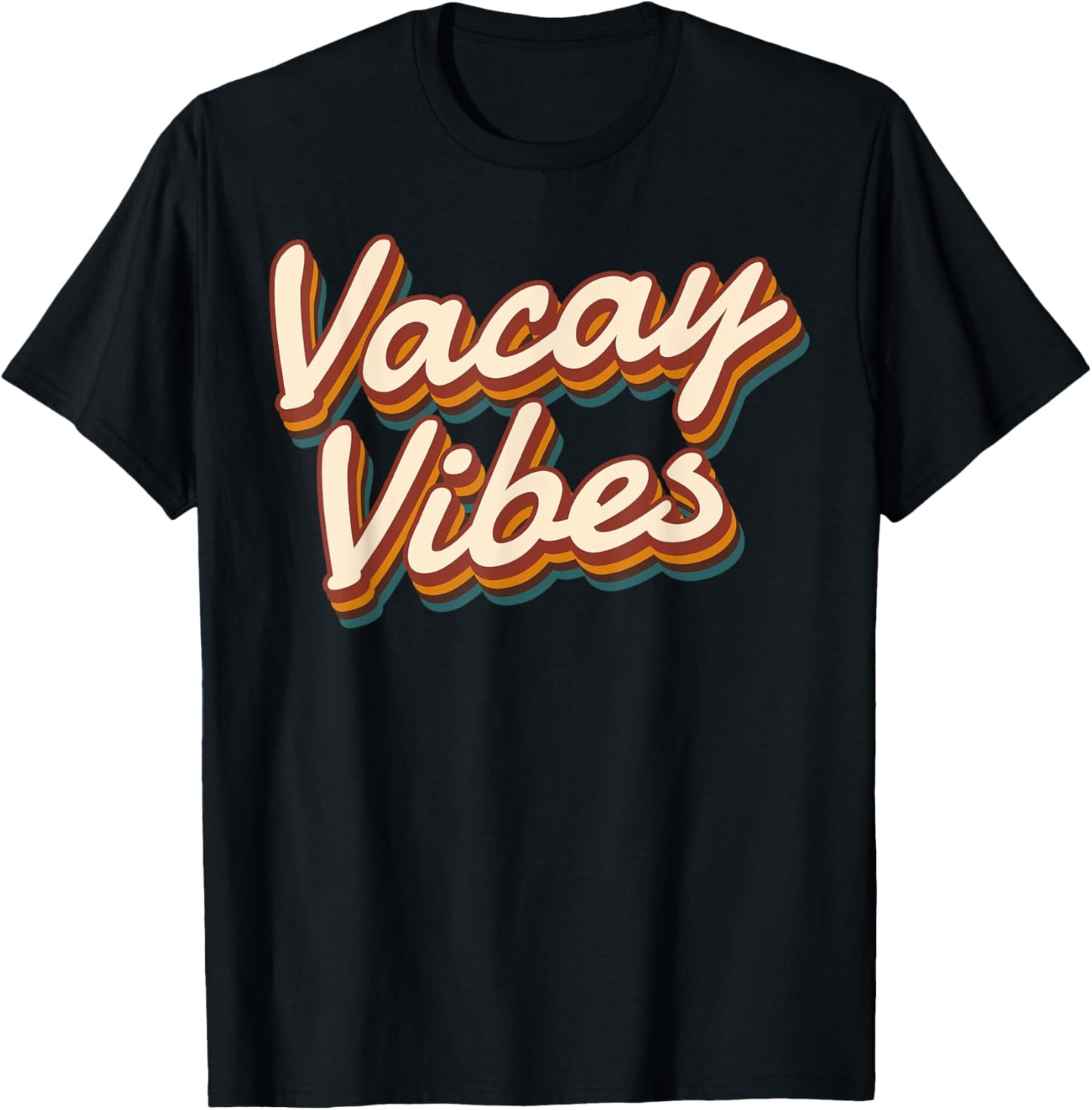 Vacay Vibes Vintage Men Women Kids Summer Cruise Vacation T-Shirt - T-Shirt | Black
