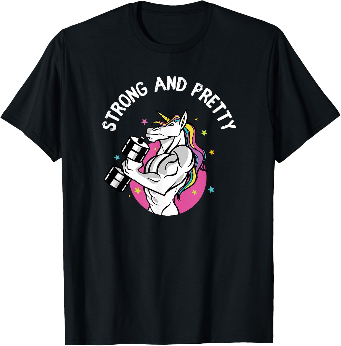 Strong Pretty Muscle Unicorn Weightlifting Fitness Workout T-Shirt - T-Shirt | Black