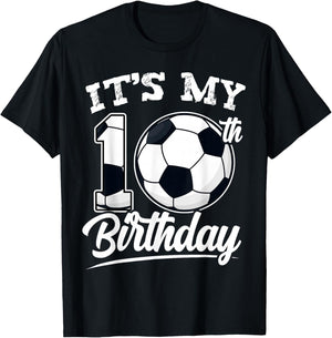 It's My 10th Birthday Soccer Player 10 Bday Party Team T-Shirt - T-Shirt | Black
