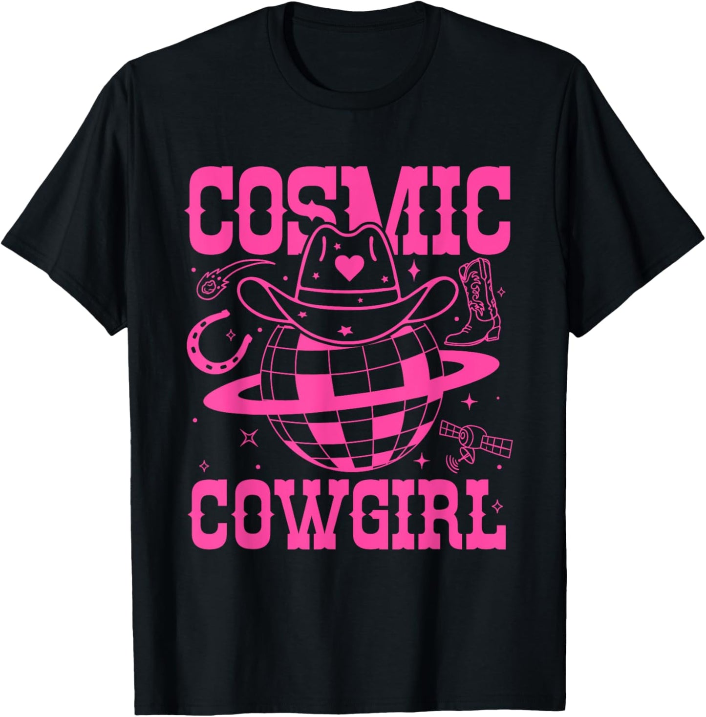 Cosmic Space Cowgirls Shirt Bachelorette Party Rodeo Girls T-Shirt - T-Shirt | Black