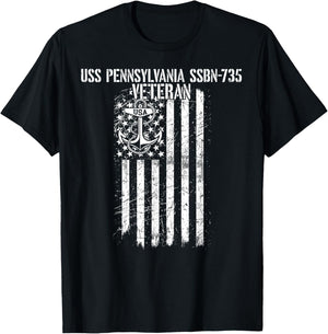 USS Pennsylvania SSBN-735 Missile Submarine Veteran T-Shirt - T-Shirt | Black