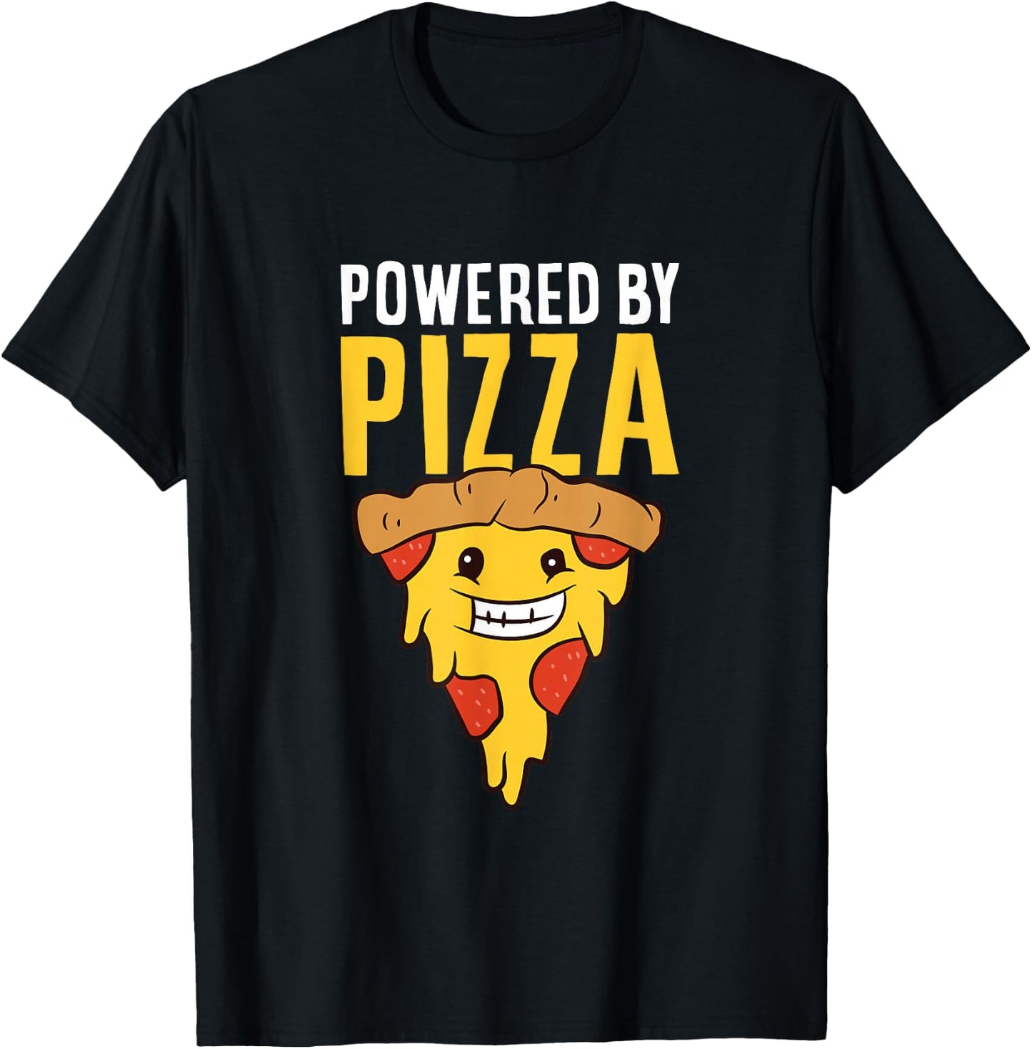 Powered By Pizza Love Pizzas T-Shirt - T-Shirt | Black