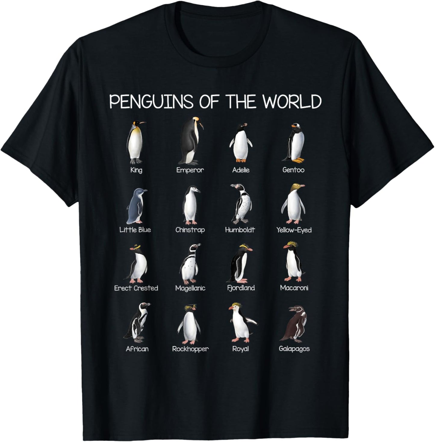 Penguin Types Penguins Of The World Gifts T-Shirt - T-Shirt | Black