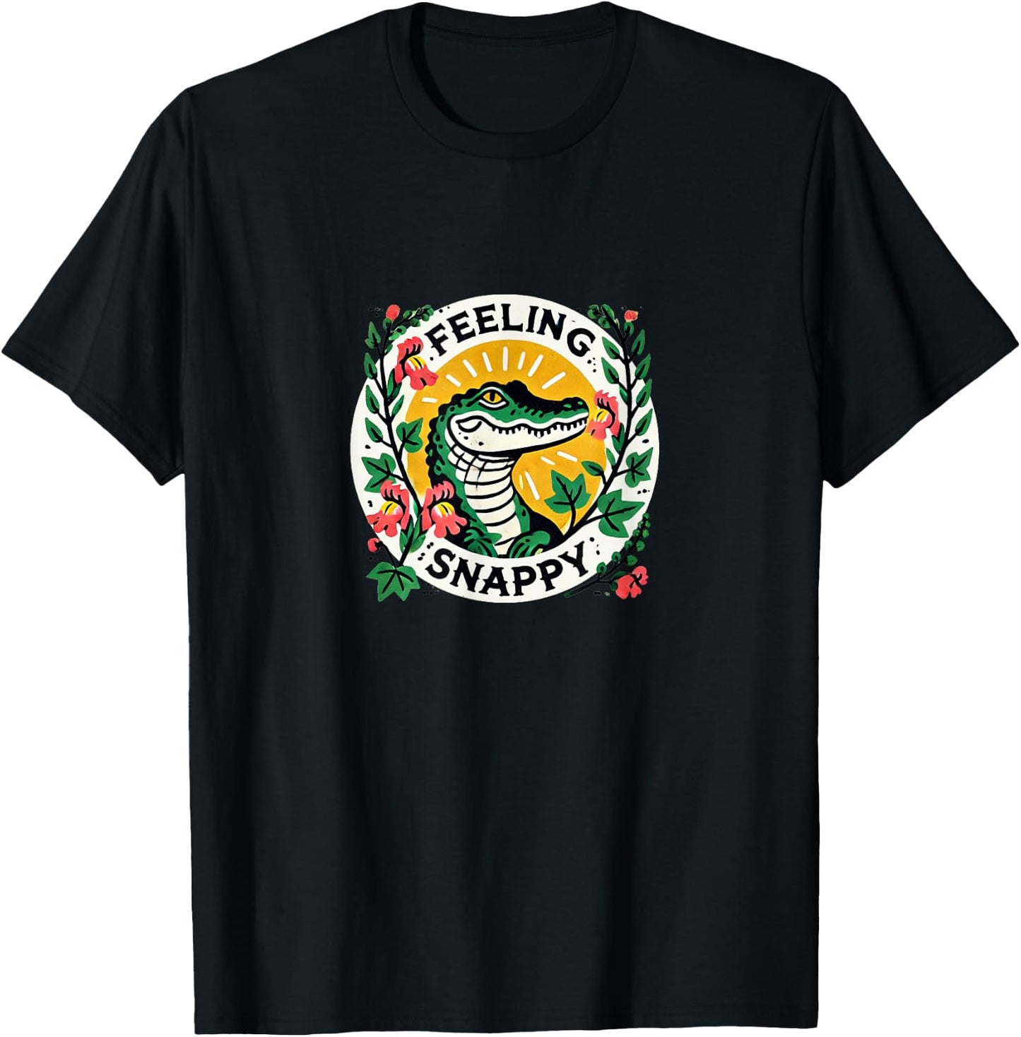 Feeling Snappy Alligator Art T-Shirt - T-Shirt | Black