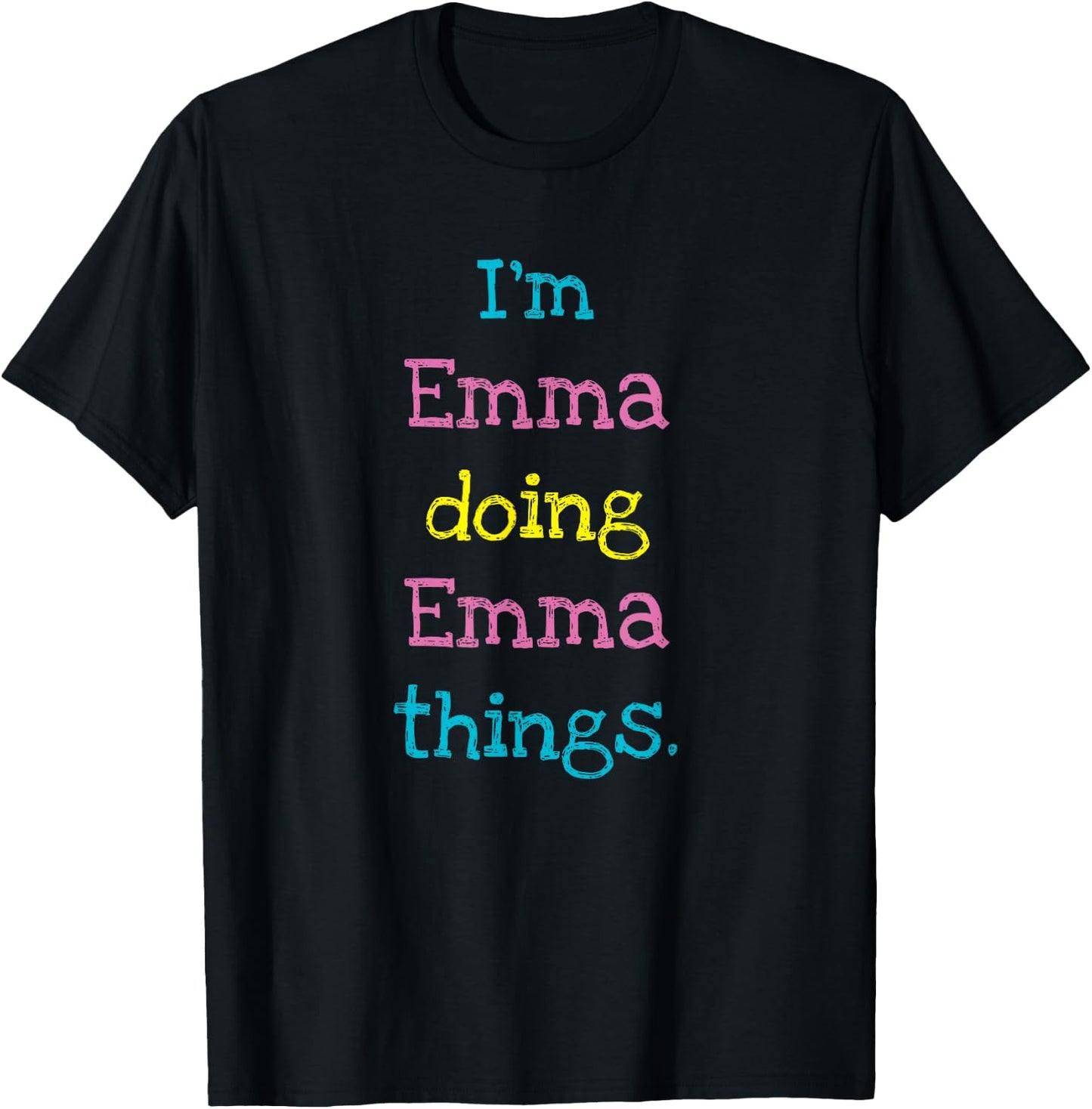 Emma Cute Personalized Text Kid's Top For Girls T-Shirt - T-Shirt | Black